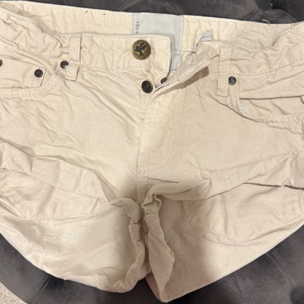 One Teaspoon Cream Denim Shorts